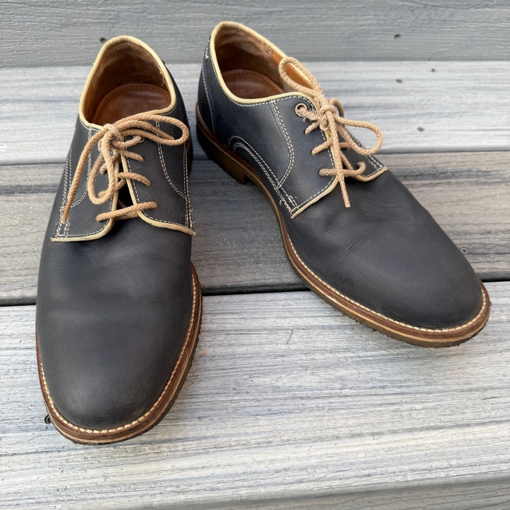 Johnston & Murphy 1850 Classic Dark Navy Leather Men's Oxford Shoes Size 10.5